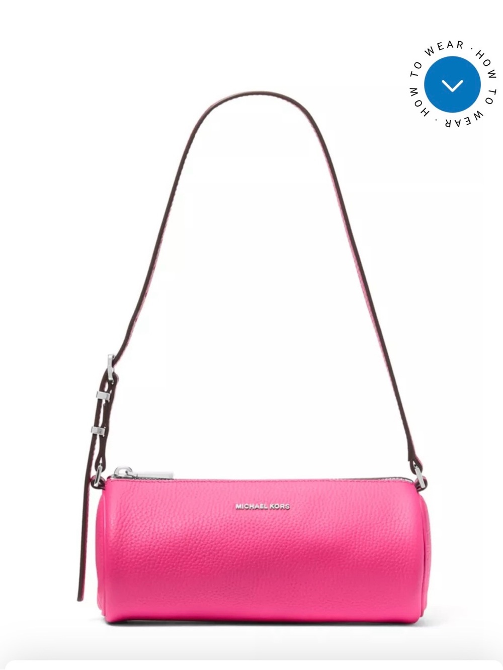 Michael Kors Hot Pink Pebbled Leather Barrel Shoulder Bag NWT